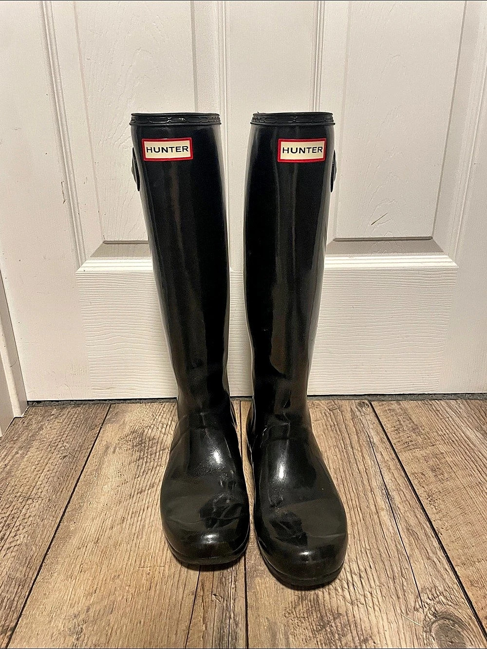 Hunter Original Tall Gloss Rain Boots Black US 8